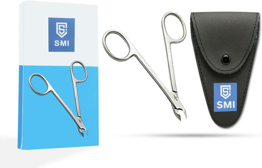 SMI - Scissor Style Cuticle Remover Cuticle Trimmer Manicure Pedicure Nail Care Cuticle Nipper Cutter for Women Men Stainless Steel Clipper with Travel Case