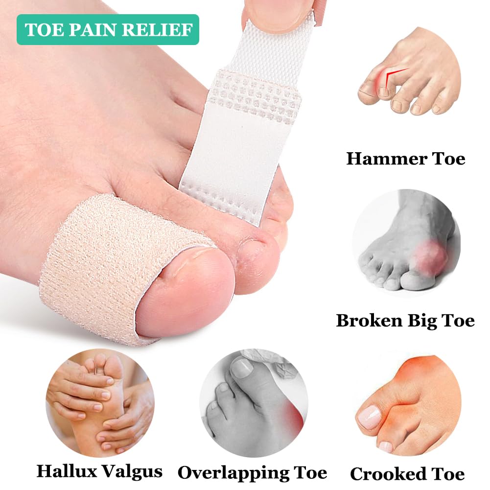 Hammer Toe Straightener Corrector (10Pack), Broken Toe Wraps with Soft Padded for Women & Men Pain Relief, Big Toe Splint Protectors for Overlapping/Crooked/Curled Toes and Align Hallux Valgus