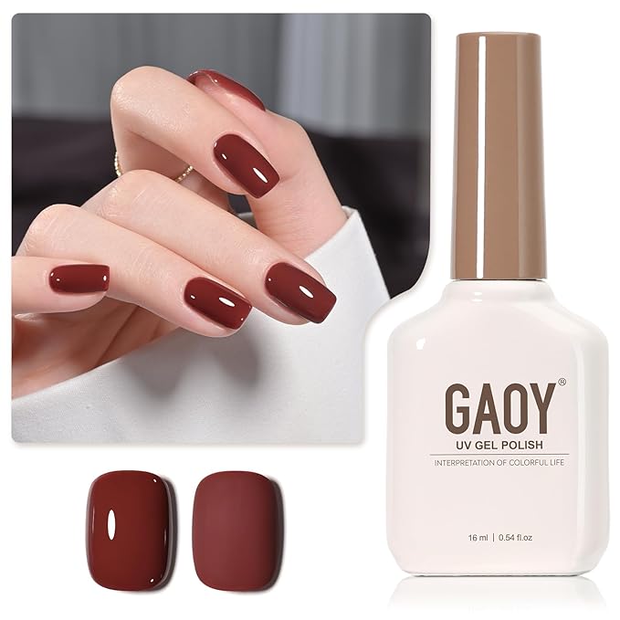 GAOY Red Gel Nail Polish, 16ml Soak Off Gel Polish, UV Light Cure for Nail Art DIY Manicure at Home, 2014 Mud Red