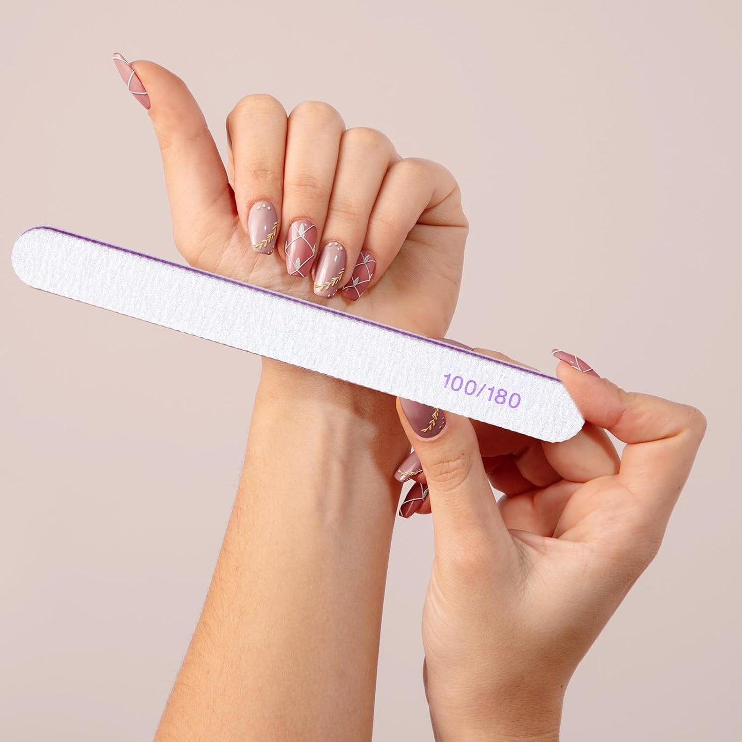 150 Pcs 100/180 Grit Nail Files, Double Sided Emery Boards, Washable Reusable Nail Buffers, Manicure Tools for Natural Acrylic Toenails Home and Salon Use