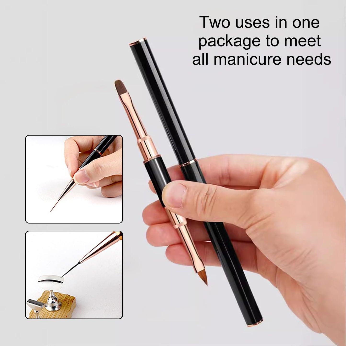 Wokoto 6 Pcs Double-Ended Acrylic Nail Brushes Set - Gel Polish Nail Art Design Pen Painting Tools - Liner and Ombre Brush for Acrylic Application - Salon at Home DIY Manicure