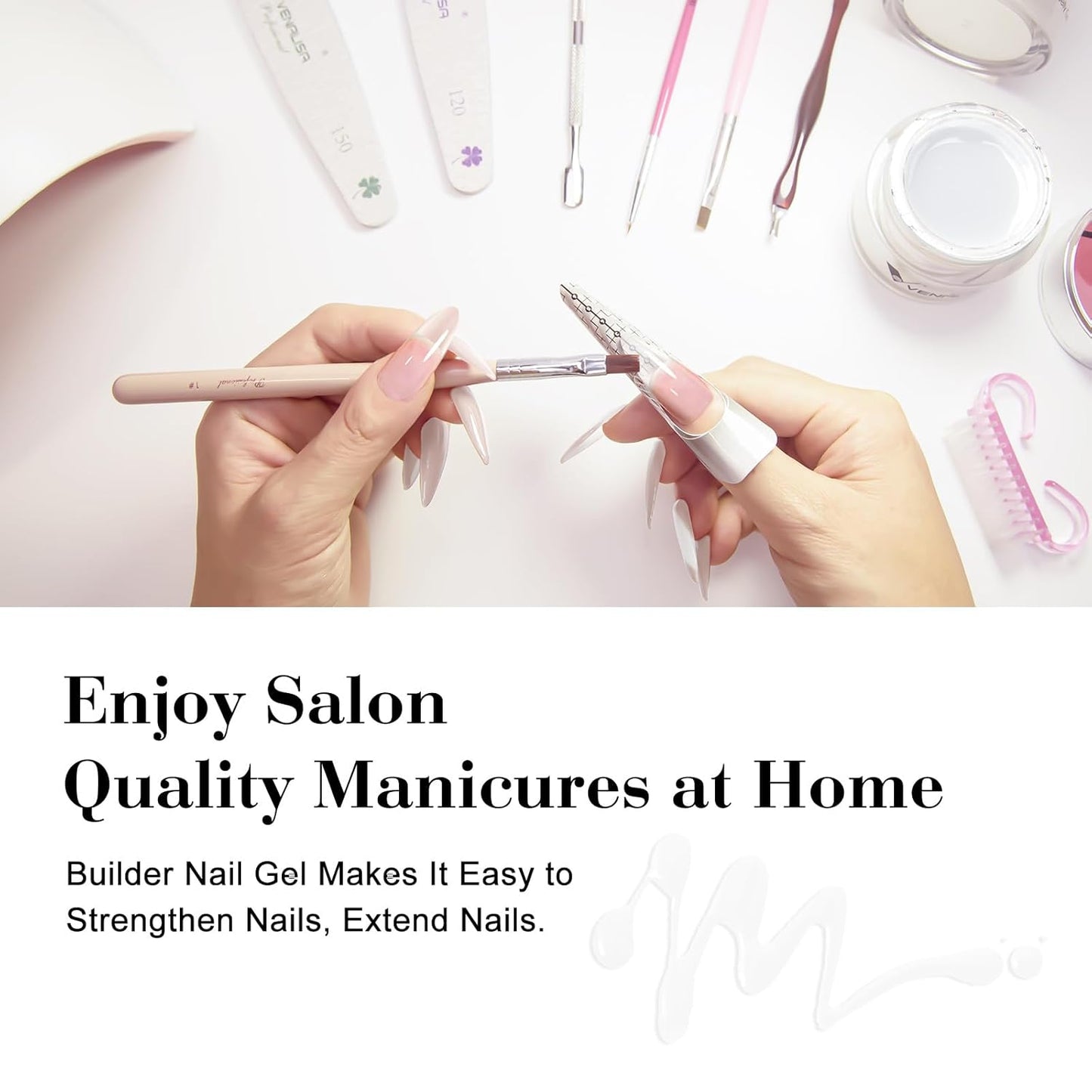 VENALISA Builder Nail Gel, 50ml Clear Hard Gel for Nails Extension Gel Nail Polish Jelly Strengthener Gel Polygel Nail Art Manicure