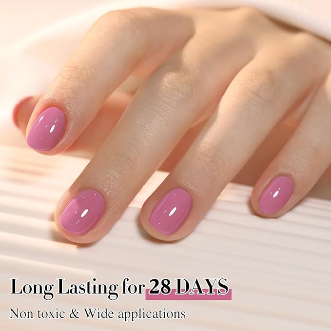 Double Rhythm 0.50 OZ Gel Polish Hema Free Same Color Same Bottle Golden Round Translucent Neutral Natural Milky 15 ML Jelly UV Polish Art DIY at Home (Milky Purple-C1469)