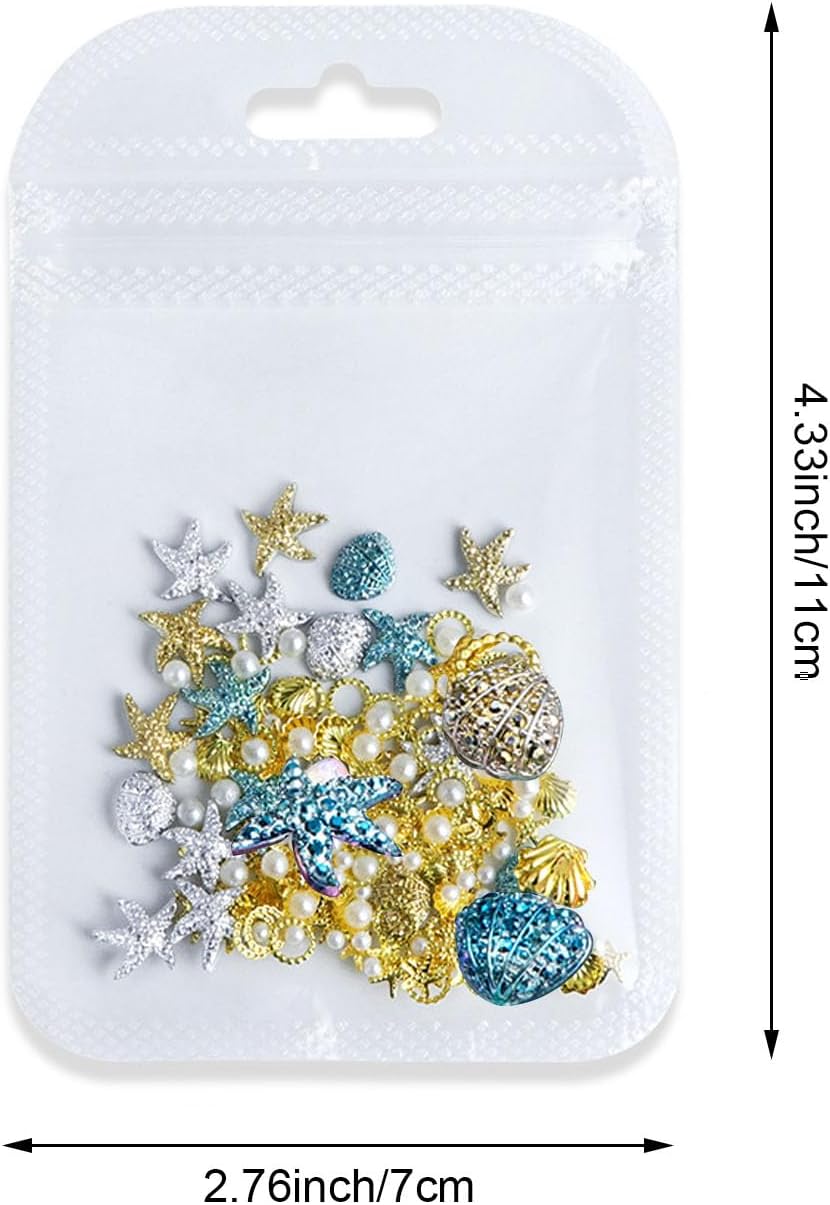 2 Pack 3D Nail Art Charms Set, Summer Beach Theme with Starfish Shell Pearls, Metal Rhinestone Decorations for Acrylic Nails