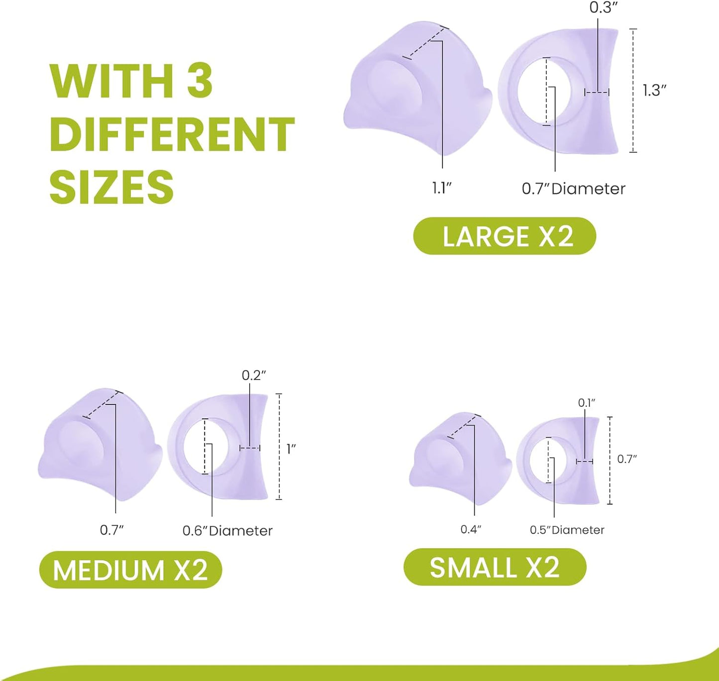 Bukihome Toe Separator for Overlapping Toes - 6 Pack Toe Spacers for Bunions with Lavender Extract - Toe Corrector for Hammer Toes, Realign Crooked Toes (Multi-Size, Lavender)