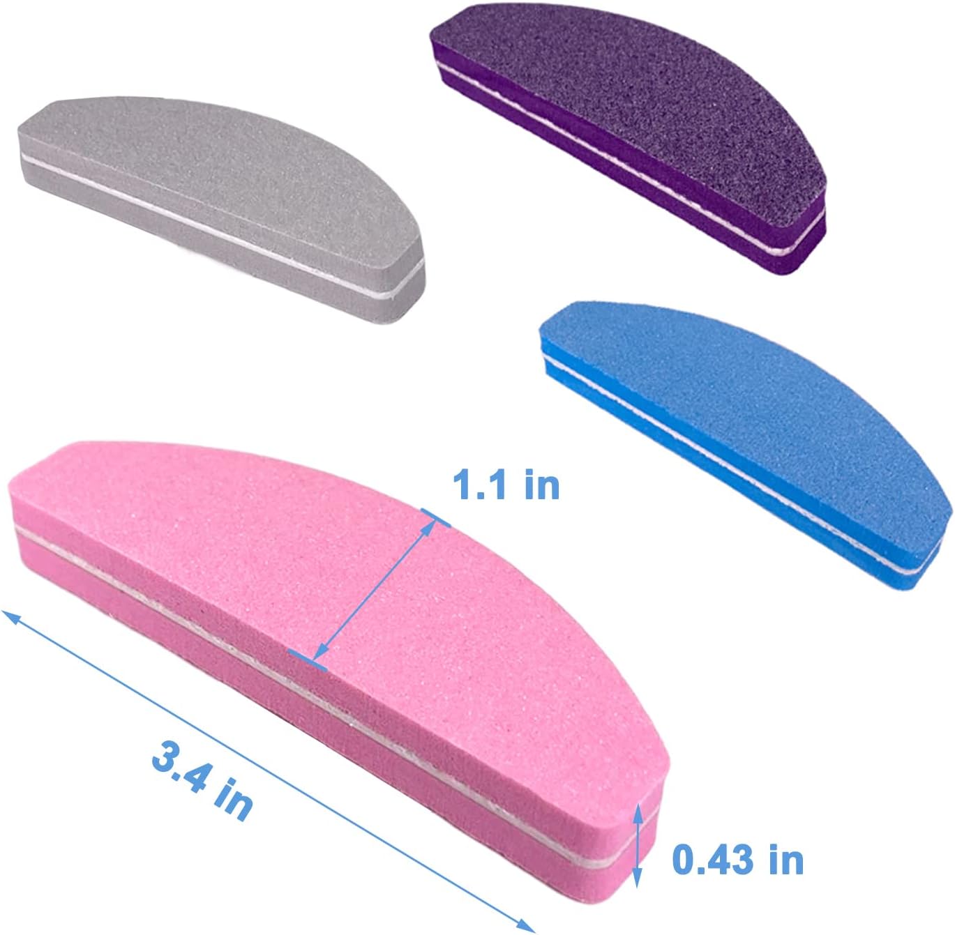 80 Pcs Nail Buffers, Buffer Block Nail Files Bulk for Acrylic Nails and Natural Nails Double Sided 100/180 Grit Portable Washable Sanding Buffing Buffers Arc Shape (80Pcs Multicolor)