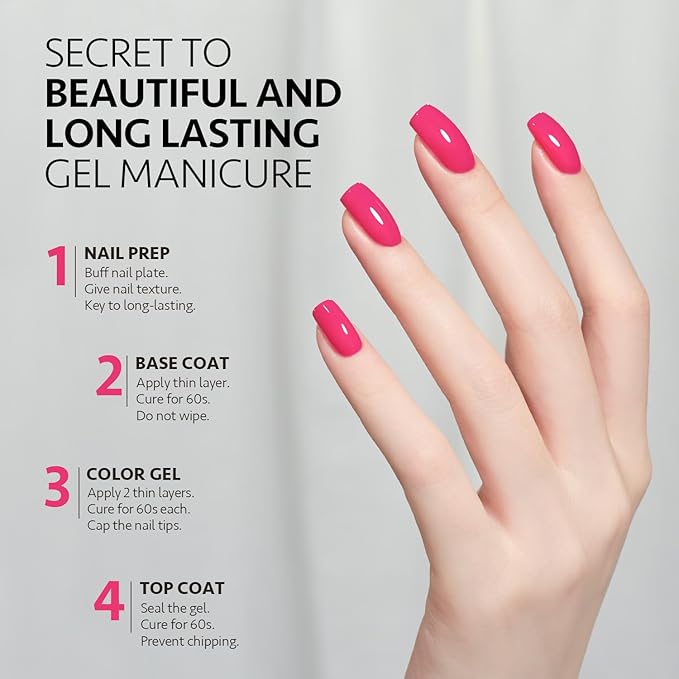 GAOY Pink Gel Nail Polish, 16ml Soak Off Gel Polish, UV Light Cure for Nail Art DIY Manicure at Home, 2040 Bubblegum Pink