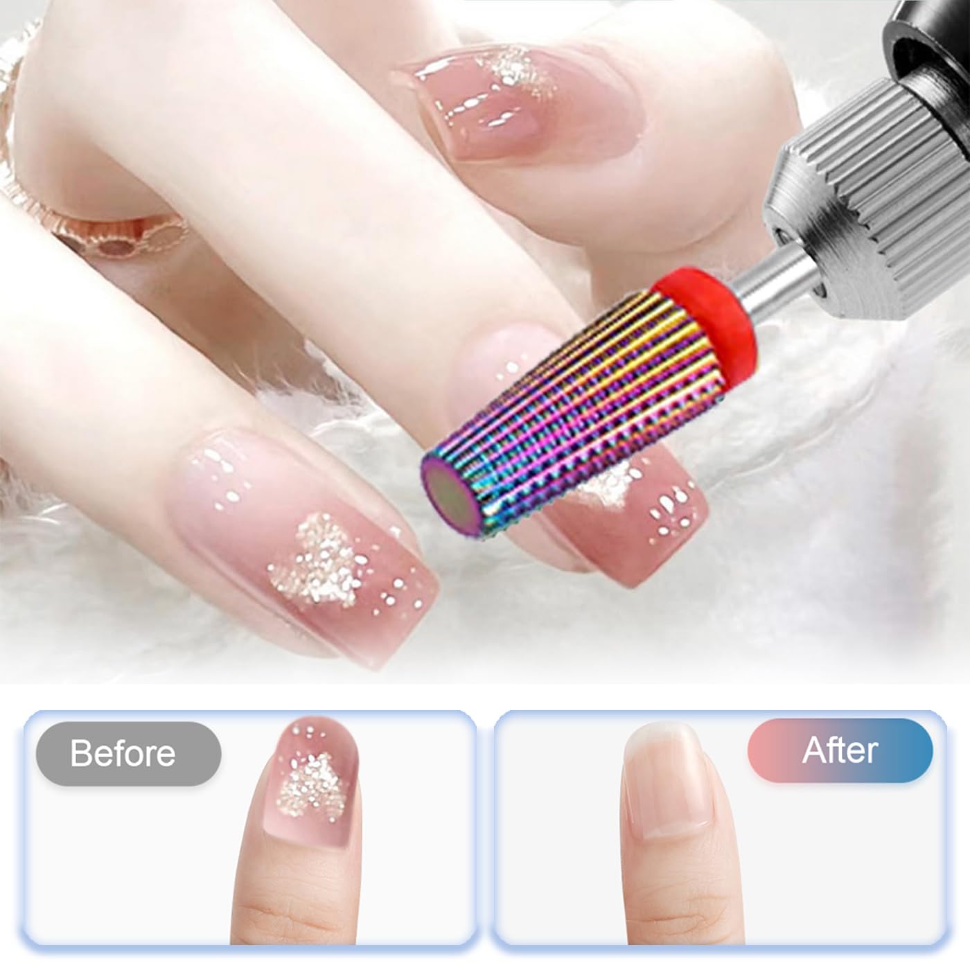 Mesee 5 Pieces Nail Drill Bit Set, 2.35mm Shank Tungsten Steel Tapered Barrel Nail Drill Bits, Acrylic Nail File Cuticle Drill Bits for Manicure Pedicure Art Polishing Cuticle Removal