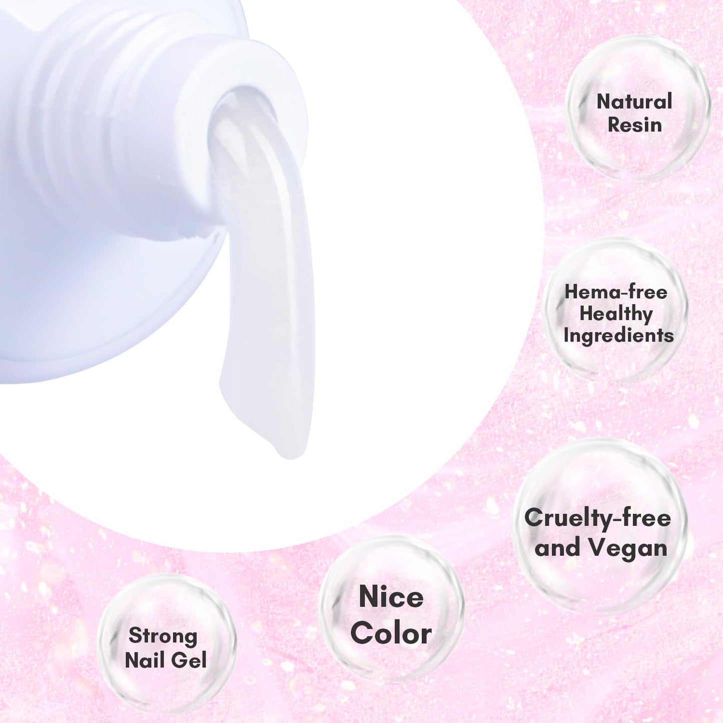 Makartt Poly Nail Gel - Milky White 50ML Gel Builder for Natural-Looking Nail Strengthener 3D Diy Hard Gel Manicures Nail Art At Home-Wips of White
