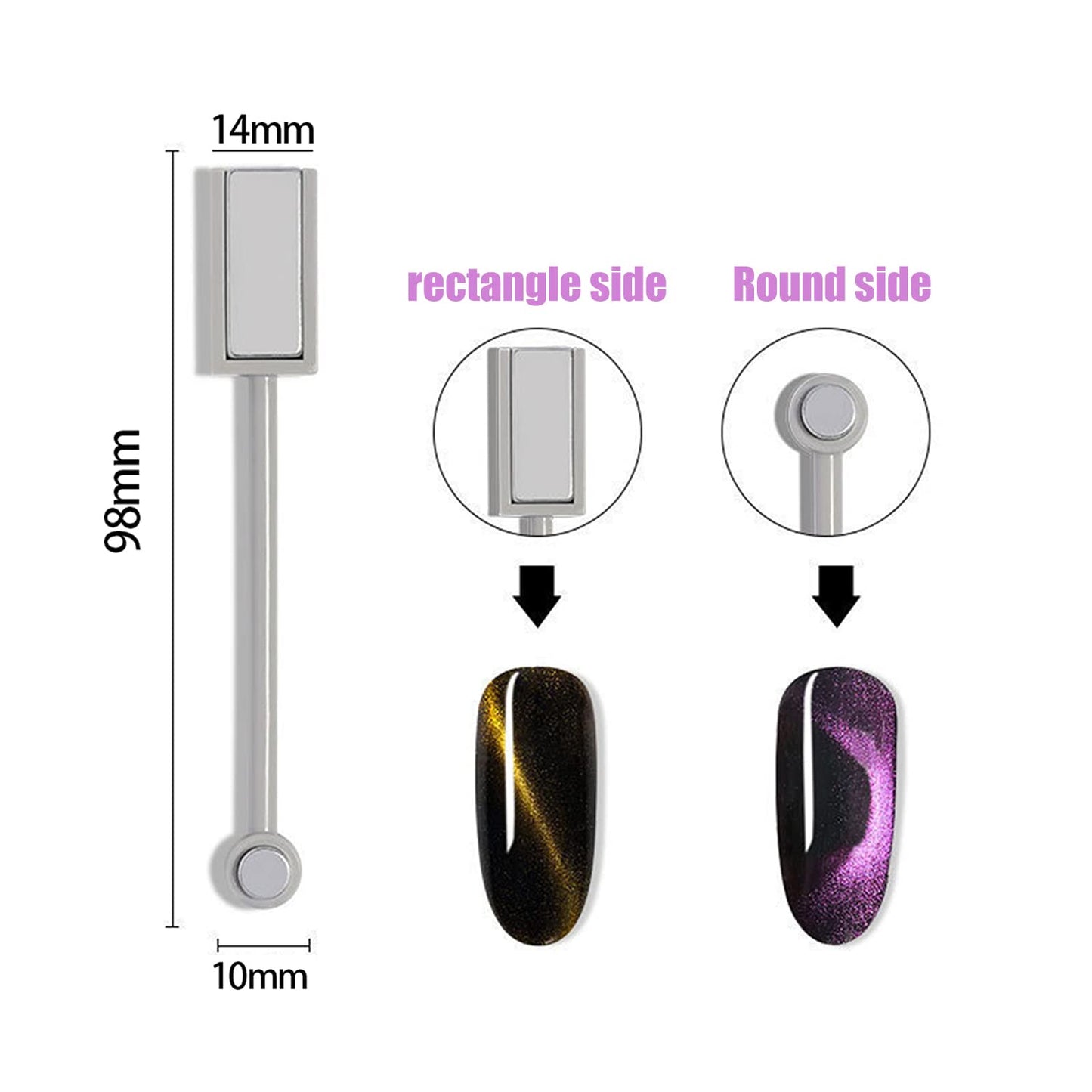 JERCLITY 5 Pieces Nail Magnet Stick Cat Eye Magnet Tool Double-Headed Nail Art Magnet Stick Set Magnet Wand Strong Magnet Stick for Home DIY, Salon, Studio