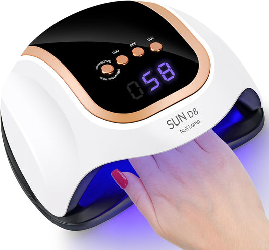 Wisdompark 268W UV LED Nail Lamp, Nail Dryer for Gel Polish, 4 Timers Curing Lamp Professional Nail Light, 66Pcs Uv Beads and Automatic Sensor (Gold)