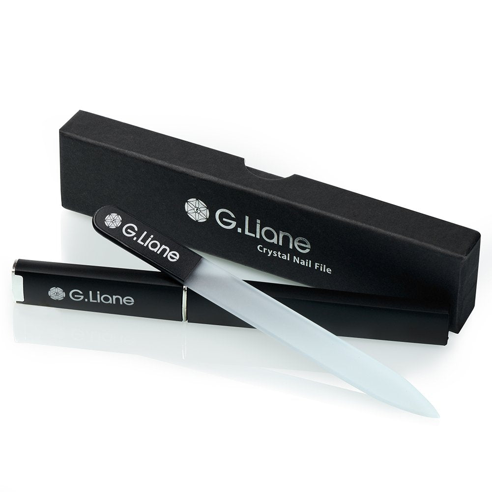 Crystal Nail File-Double Sided Etched Glass Nail Files, Alternative to Metal Nail File & Emery Boards (Black)