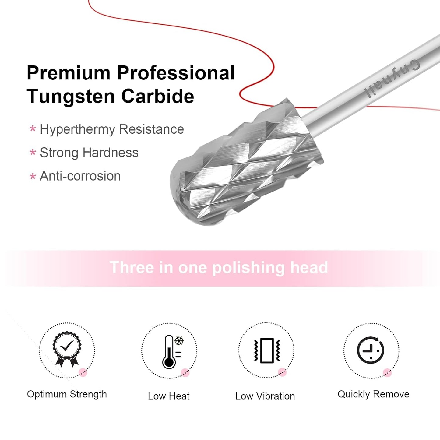 3/32" Large Barrel Smooth Round Top Tungsten Carbide Nail Drill Bit Safety Bit for Gel & Acrylic Removal, 2-Way Rotating Efile Tip, Salon Electric File Accessory (5XC Grit, Silver)