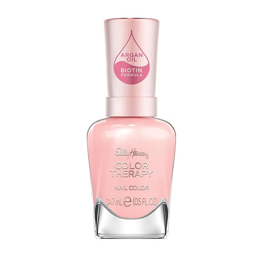 Sally Hansen Color Therapy Nail Polish | Biotin, Argan Oil, Long Lasting, Healthy Nails, Nail Strengthener, Semi-Opaque | 220 Rosy Quartz | Rosy Pink Nail Color