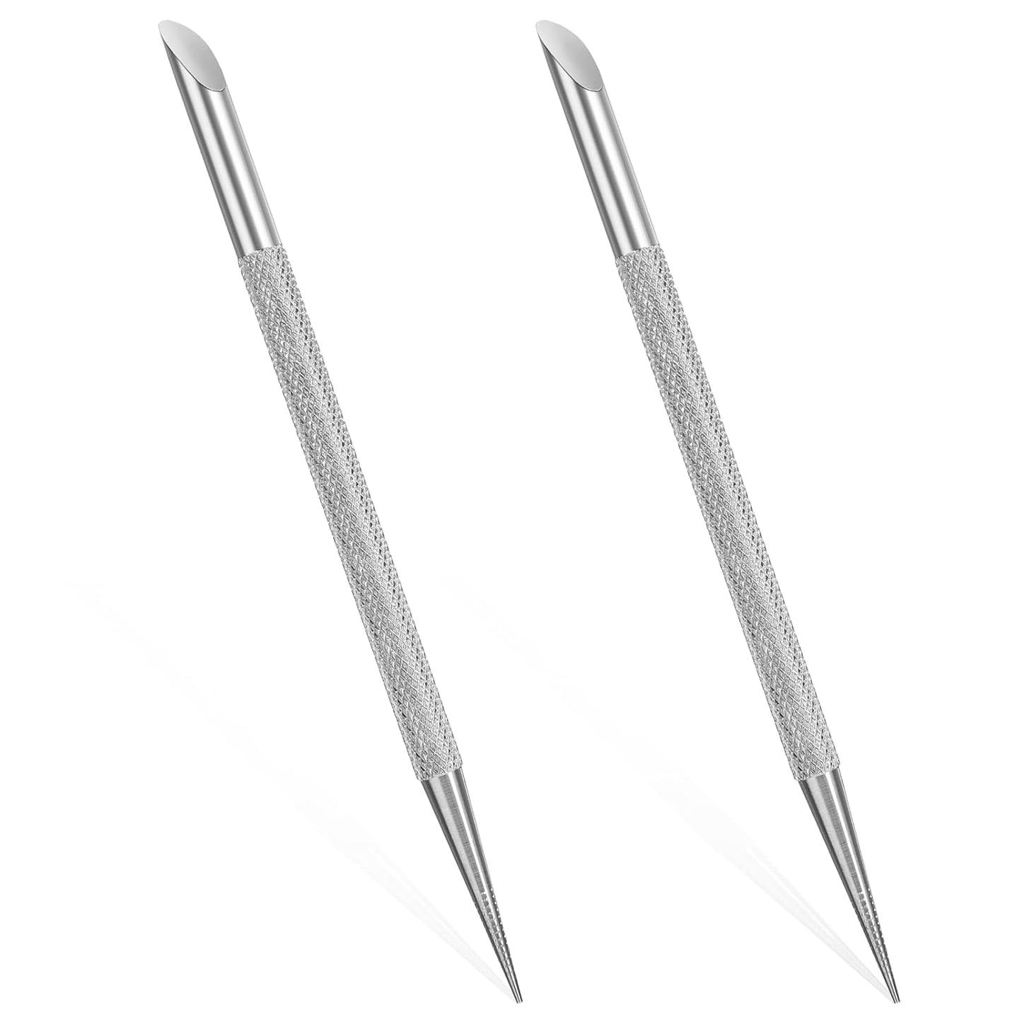 2Pcs Nail Cleaning Cuticle Stick Stainless Steel Cuticle Pusher Remover Dead Skin Polish Peeler Cutter Professional Pedicure Nail Art Care Portable Nail Cleaner for Fingernails Toenails Manicure