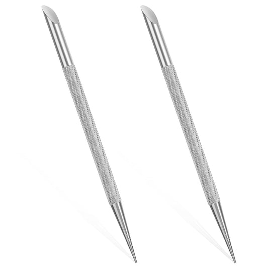 2Pcs Nail Cleaning Cuticle Stick Stainless Steel Cuticle Pusher Remover Dead Skin Polish Peeler Cutter Professional Pedicure Nail Art Care Portable Nail Cleaner for Fingernails Toenails Manicure