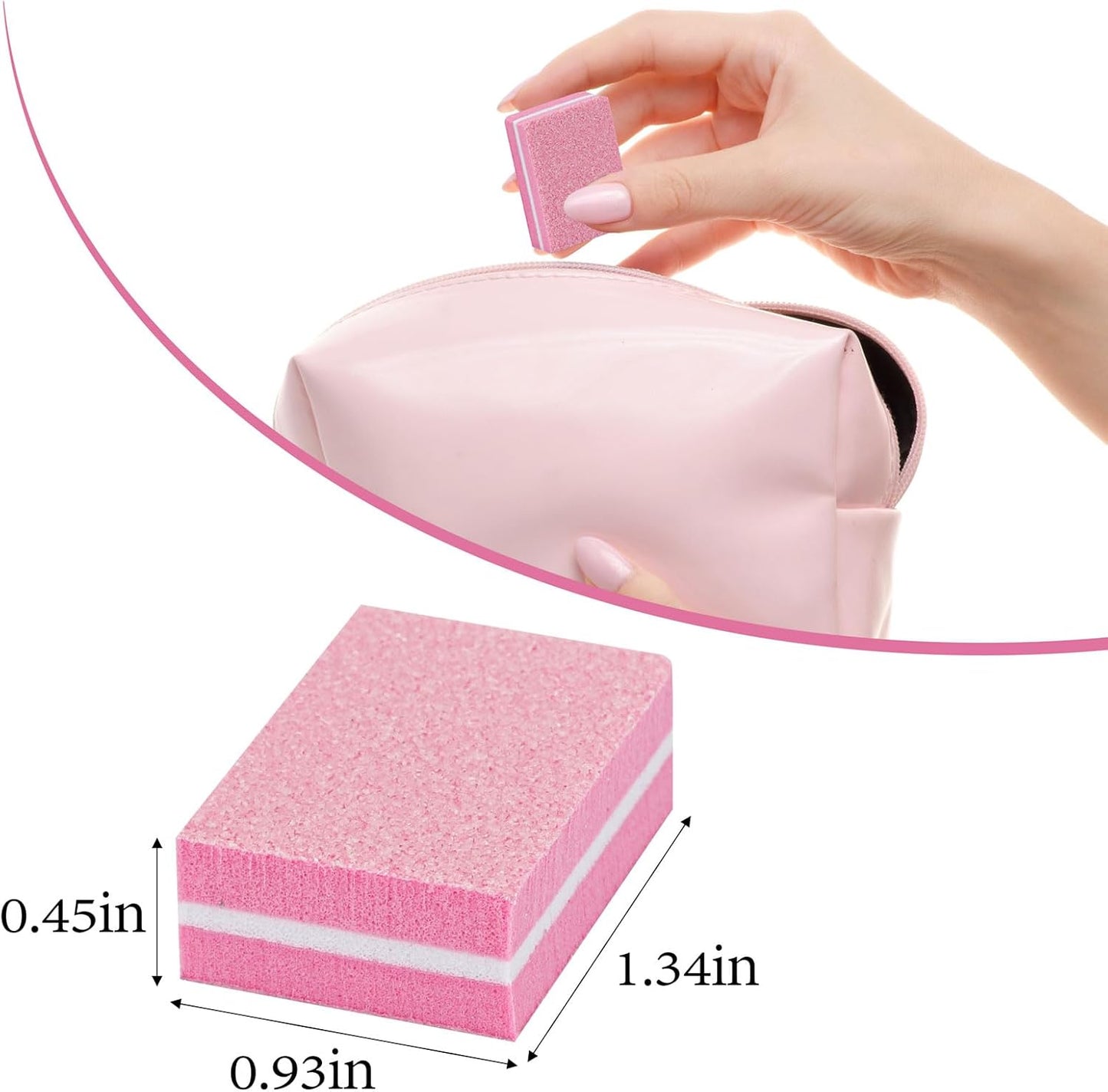 100Pcs Mini Nail Buffer for Natural Nails -100/180 Grit Buffer Block Dual Sided Nail File Block for Smooth Polishing(Pink)
