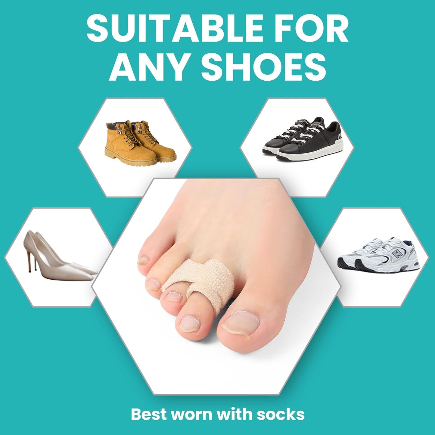 20 Pack Fabric Hammer Toe Corrector, Reusable Broken Toe Protectors Taped Wraps, Hammertoe Straightener, Toe Splint for Broken Toe, Crooked Toes, Bent Toes （Brown+20S）
