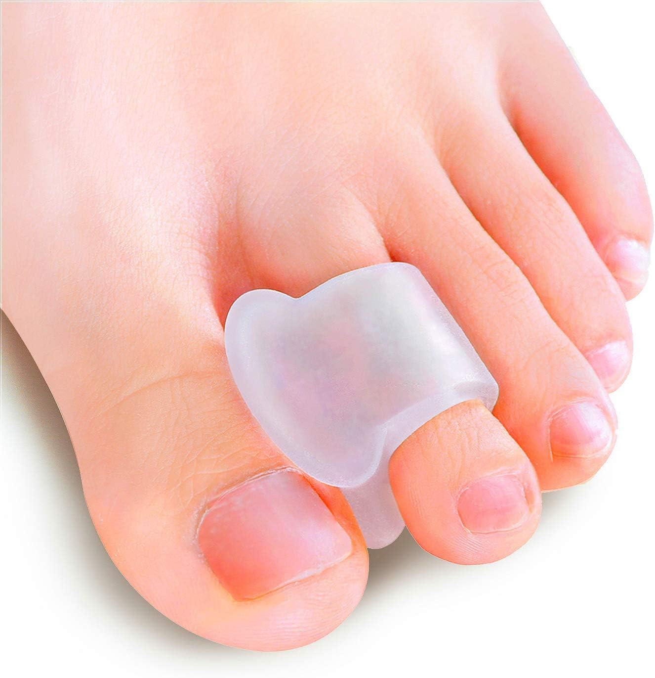 Povihome 10 Pack Clear Toe Spacers, Big Toe Separator (1st/2nd Toe), Bunion Corrector to Correct Big Toe Bunion, Overlapping Toes