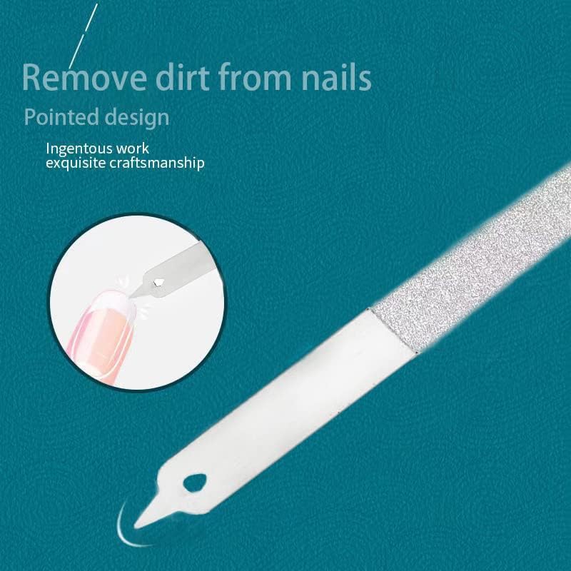 2PC Diamond Dust Nail File - Stainless Steel Nail Dresser with Non Slip Professional Double Sided for Natural Nails- 9 Inch