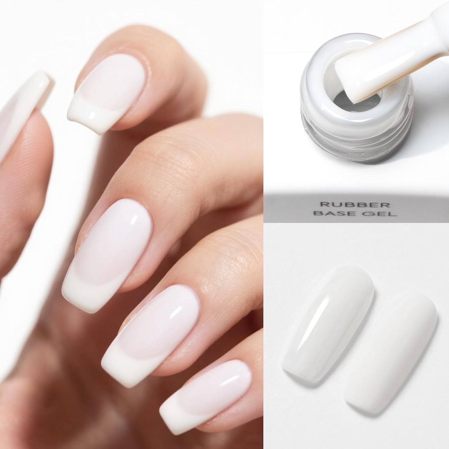 CANNI Rubber Base Gel - 9ml White Nail Strengthener Gel, Flexible Base Coat for Weak Nails, UV LED Soak Off Natural Look Manicure DIY Women