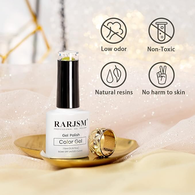 RARJSM Reflective Gel Nail Polish, Yellow Gel Nail Polish, 7.5ml 0.25Floz Yellow Nail Glitter Gelpolish Summer Candy Collection Diamond Shimmer for Starter Nail DIY at Home U V L E D Cure Required