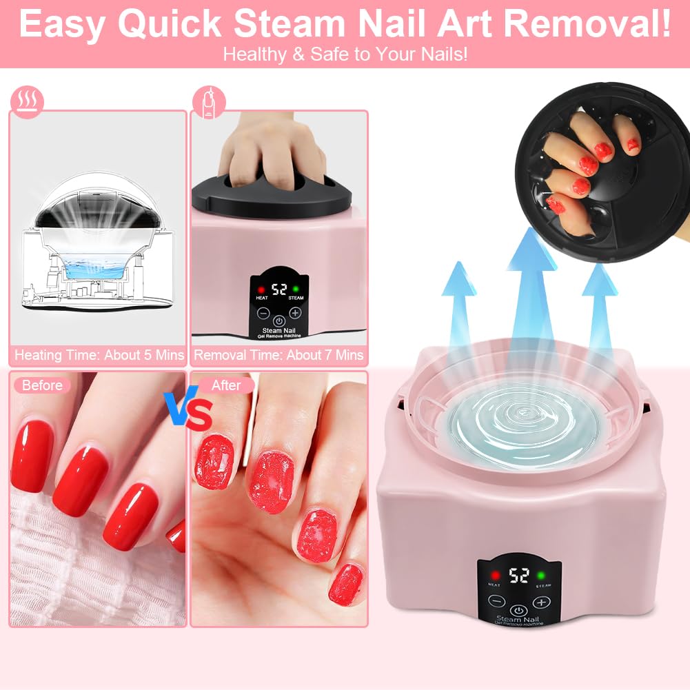 Nail Soaking Bowl with Nail Care Kit, Abnaok Gel Nail Polish Remover Machine Nail Steamer Remover Gel Polish Removal Electric Acrylic Nail Remover Soak off Bowl for Salon Home