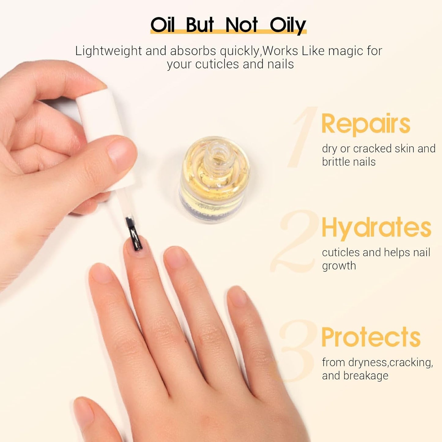 Cuticle Oil, 15ml Cuticle Oil for Nails on Brush with Vitamin E & Rose Oil, Nourishing, Strengthening, Moisturizing, Repairs Dry Cuticles & Damaged Nails, Fast Absorbing Nail Treatment