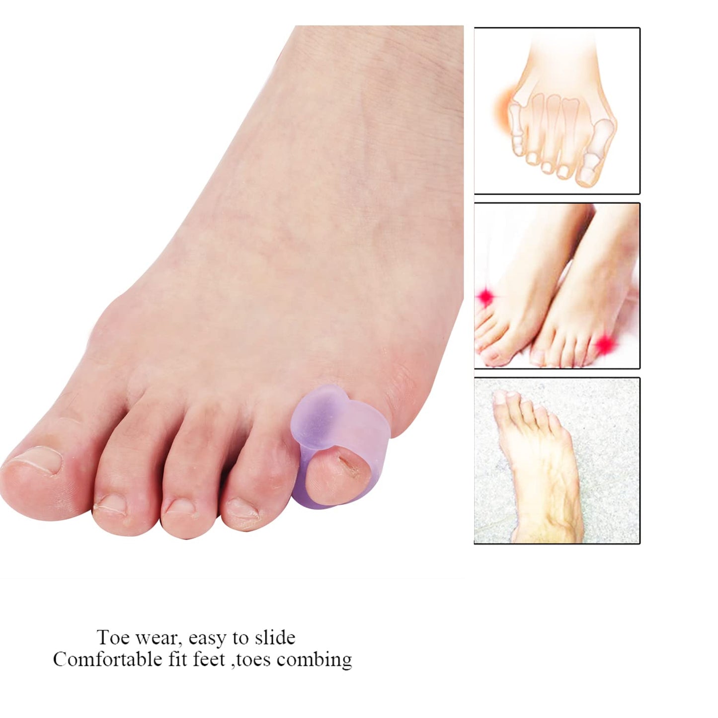 10 Pcs Pinky Toe Splint, Gel Toe Separators, Little Toe Straightener Hammer Toe for Men Women Walking, Running, Overlapping, Bunion Corrector and Bunion Relief, Small