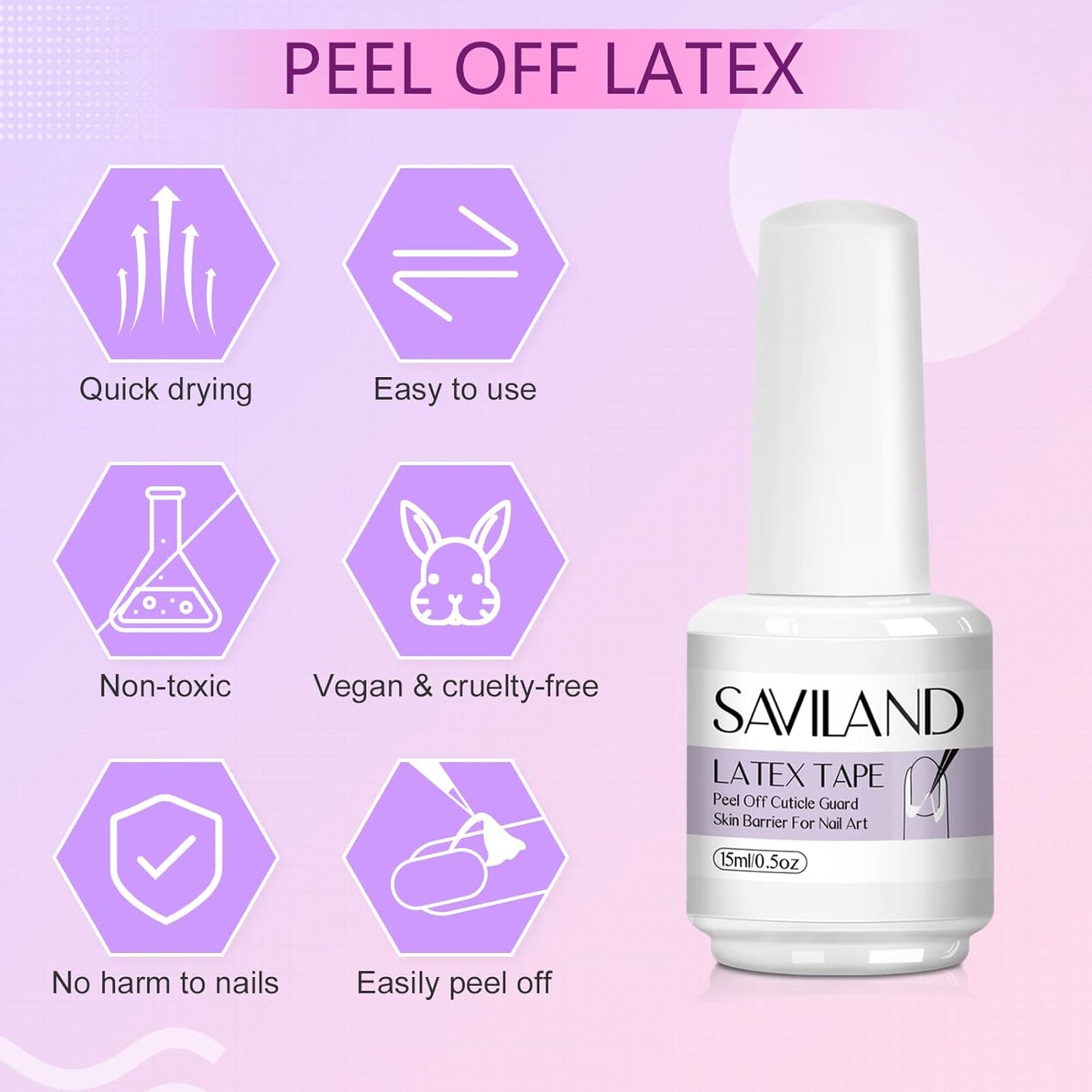 SAVILAND Gel Polish Liquid Latex for Nails: 15ML Nail Latex Peel Off Nail Polish Barrier Cuticle Guard Protector for Airbrush Nail Art Liquid Latex with Tweezers Home DIY Nail Art Salon for Women