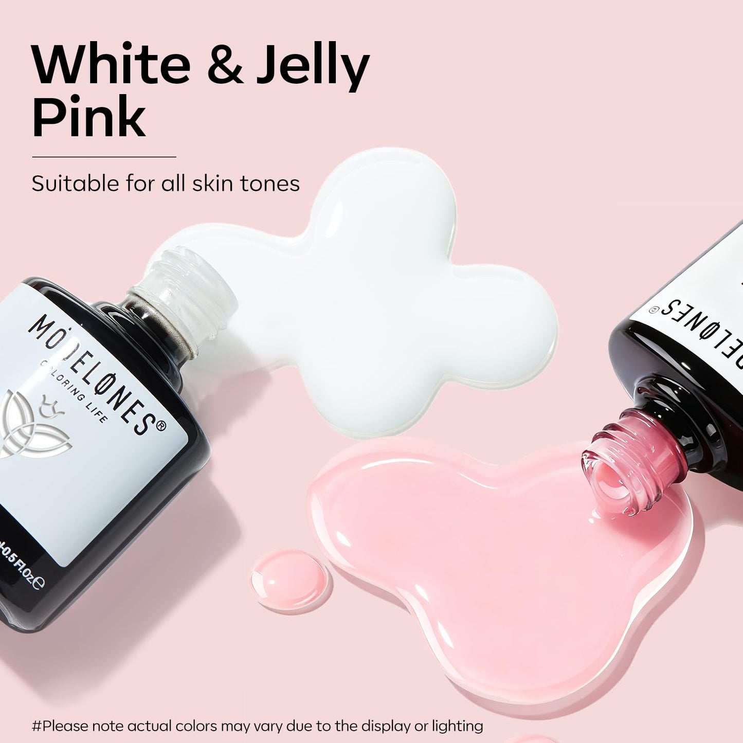 modelones Gel Nail Polish Set 2 Pcs 15ml French Manicure Kit White And Jelly Pink Gel Polish Soak Off UV LED Classic French Tip Gel Polish Natural Nail Art DIY Gift for Women