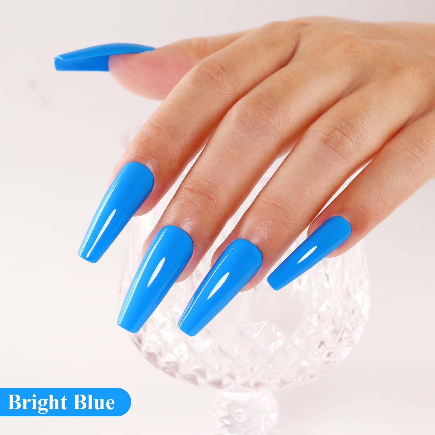 Imtiti Blue Gel Nail Polish, Bright Blue Nail Gel Polish High Gloss Soak Off UV LED spring summer Art Manicure Salon DIY Design 10ML