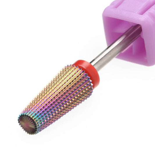 5 in 1 Nail Drill Bits,Multi-Function Straight Cut for Both Left and Right Handed,Carbide Tungsten Steel bits for Acrylic Nail Gel Fast Remove (F, Rainbow)