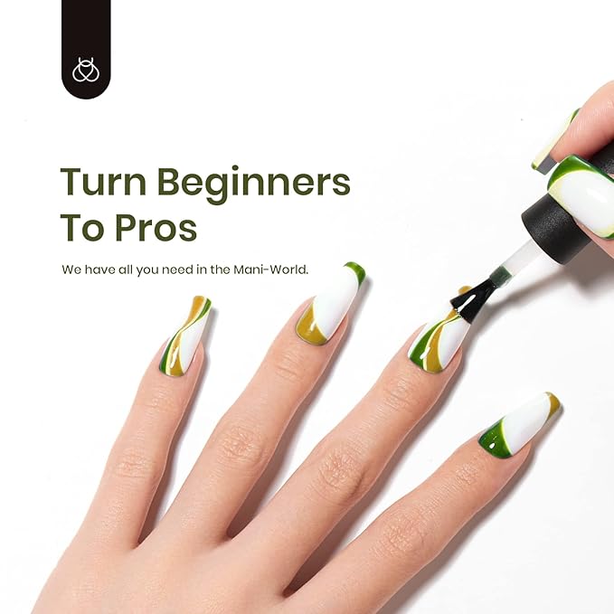 Beetles Gel Polish 6 Colors Dark Green White Black Golden Gel Nail Polish Design with Snake Sticker Soak Off UV LED Gel Nail Kit Manicure DIY Home Gift for Women Viper's Kiss