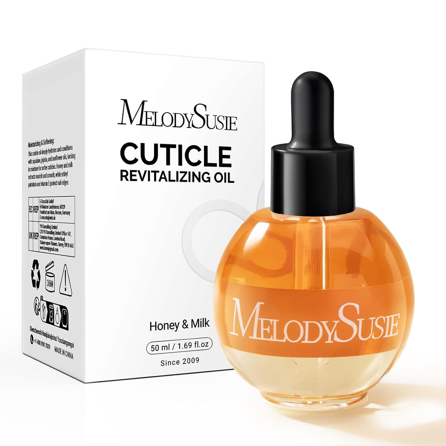 MelodySusie 50ml Honey Milk Cuticle Oil with Olive, Jojoba, Grape Seed& Sunflower Seed - Nourishing & Strengthening Treatment for Dry, Brittle Nails & Cuticles