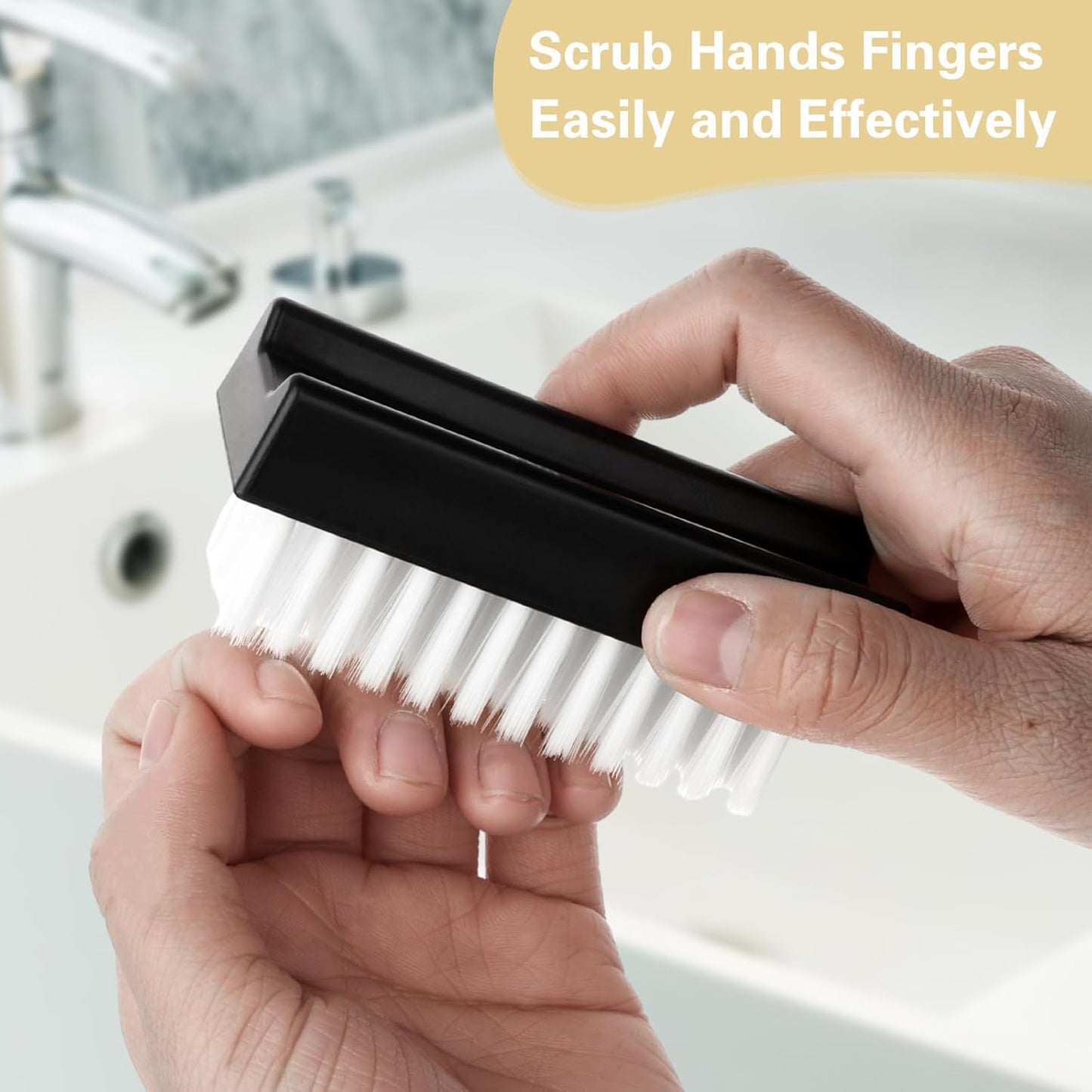 Hand Nail Brush for Cleaning Fingernails, Durable Nylon Firm Stiff Scrub Bristles Nail Scrubber Brushes for Men Mechanics Gardeners Scrubbing under Fingers Foot Toes(3 Pack, Black+Yellow+White)