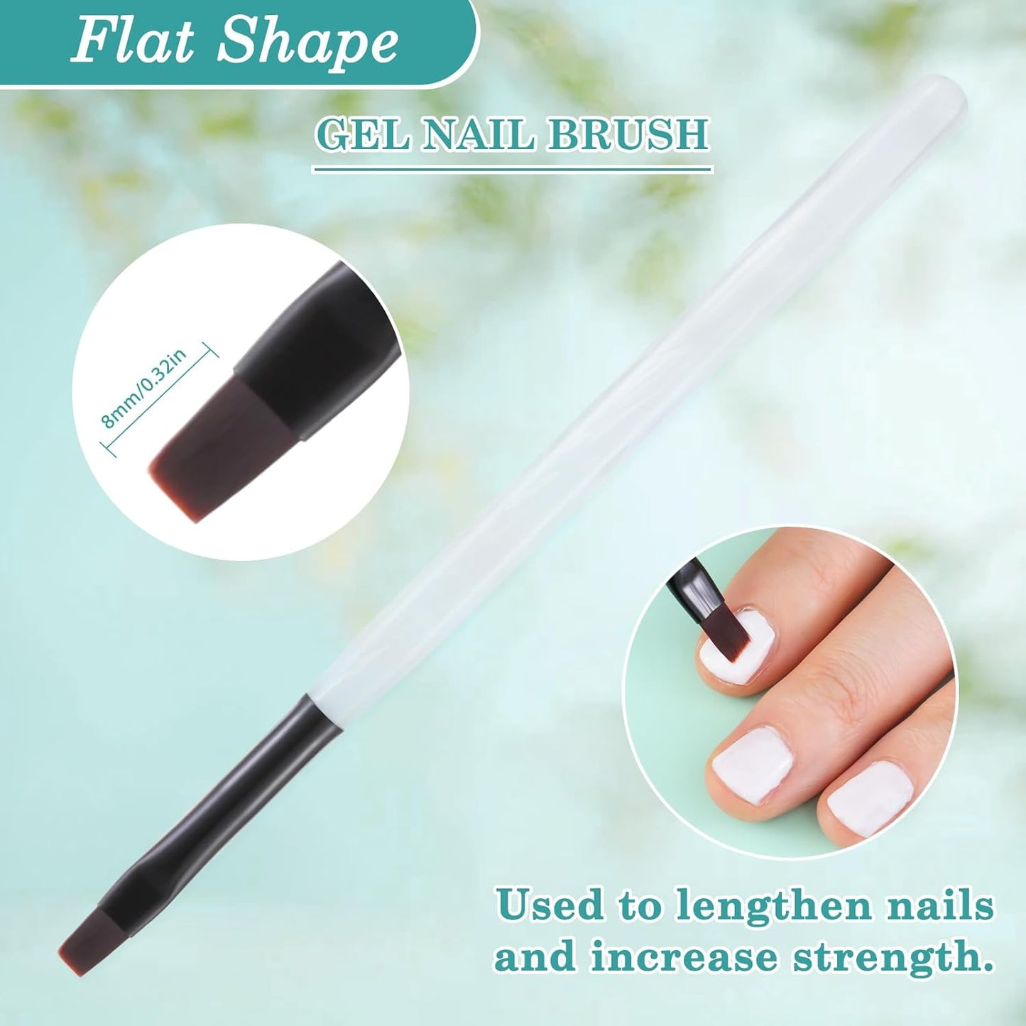 3PCS Nail Clean Up Brushes for OPI Nail Polish Remover, Brushes for Cleaning Polish Mistakes on the Cuticles, Acetone Resistant Nail Brushes for Nail Art and Designs（Jade Clear NEW）