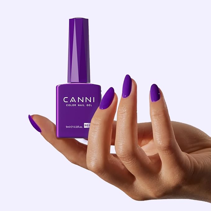 CANNI Purple Gel Nail Polish, 1Pcs Dark Purple Gel Polish Deep Color High Gloss Soak Off U V Nail Manicure Salon DIY