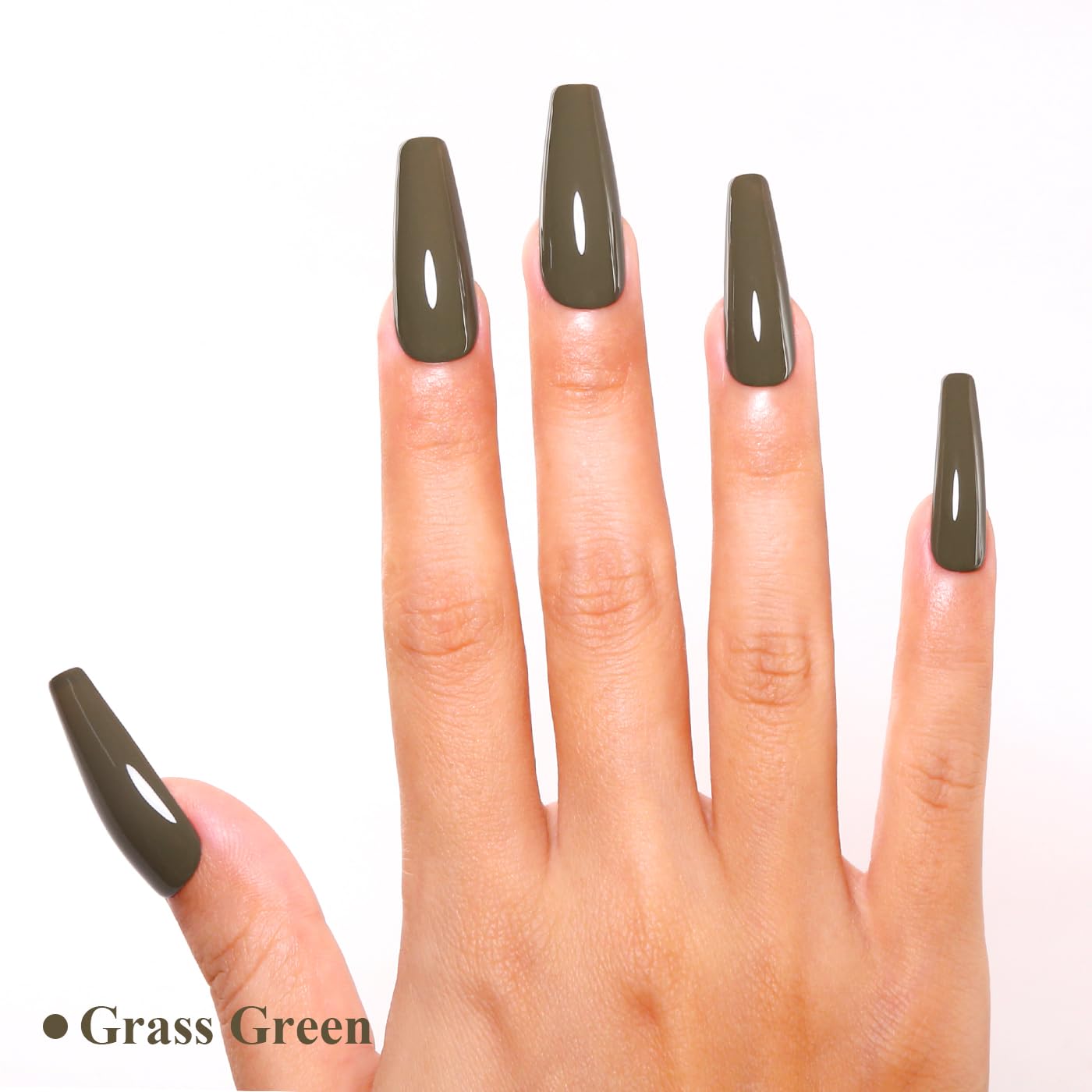 Imtiti Green Gel Nail Polish, Grass Green Gel Polish High Gloss Soak Off UV LED Nail Gel Polish Autumn Winter Gel Polish Nail Art Manicure Salon DIY Design Gel Nail Kit 10ML