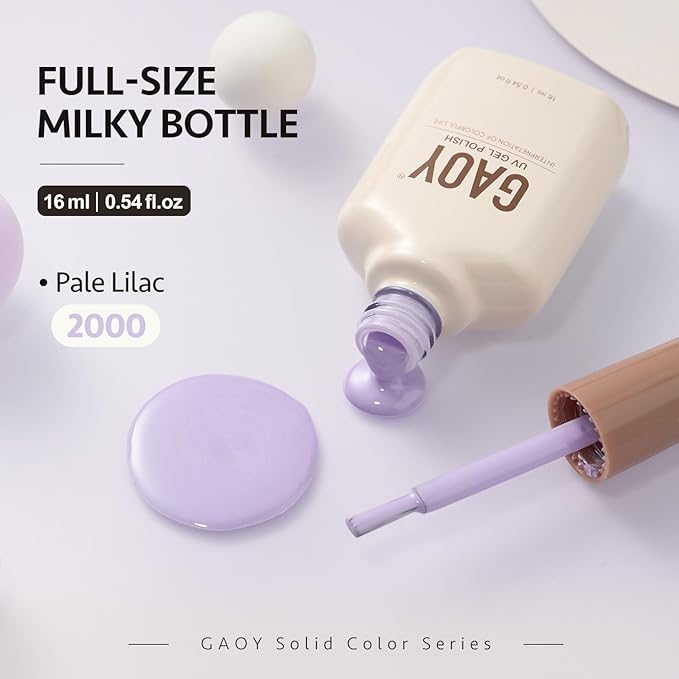 GAOY Pastel Purple Gel Nail Polish, 16ml Soak Off Gel Polish, UV Light Cure for Nail Art DIY Manicure at Home, 2000 Pale Lilac