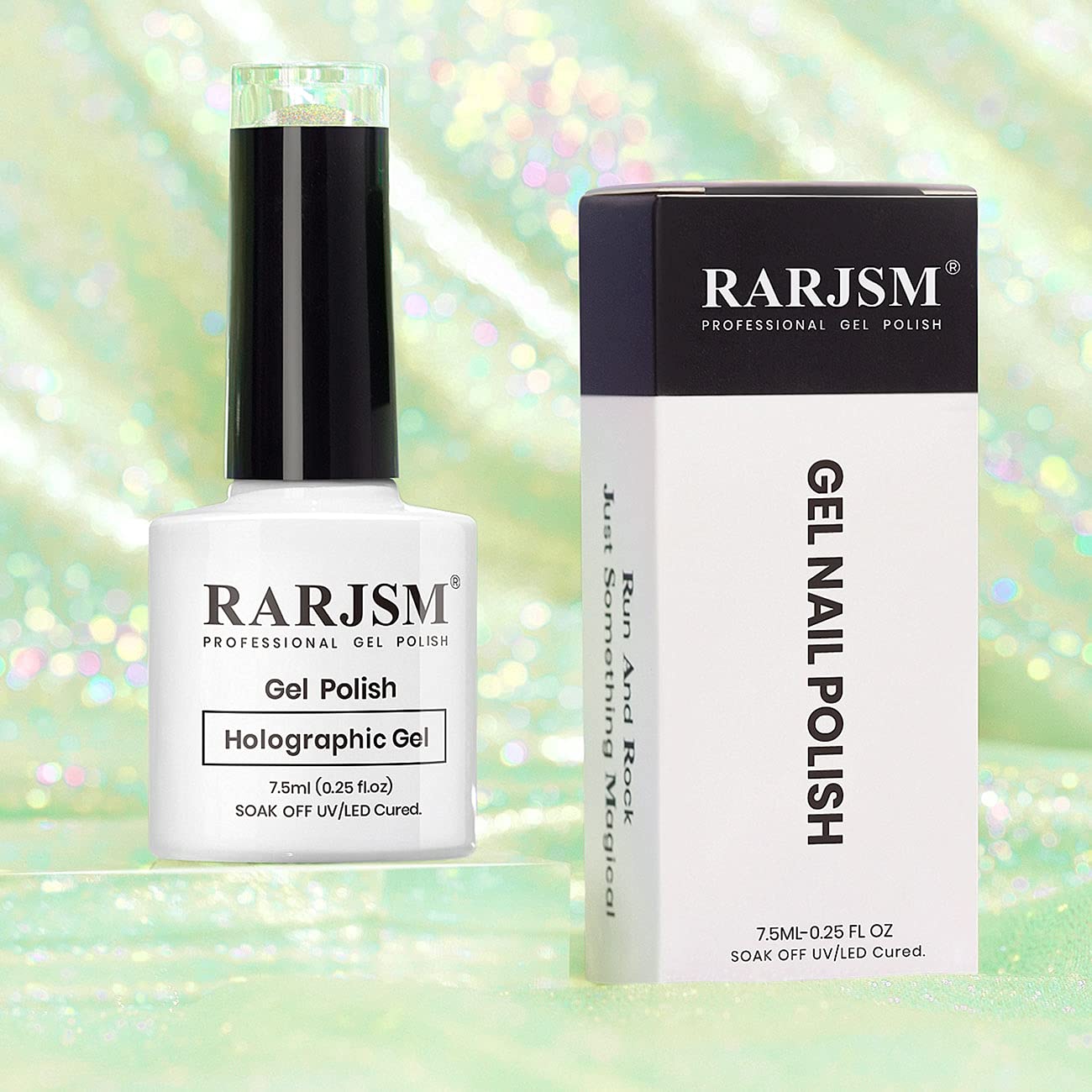 RARJSM Holographic Nail Polish Light Green Gel Polish Unicorn Effect Nail Gel 7.5ML Curing Required Nail Art Colors Home Manicure