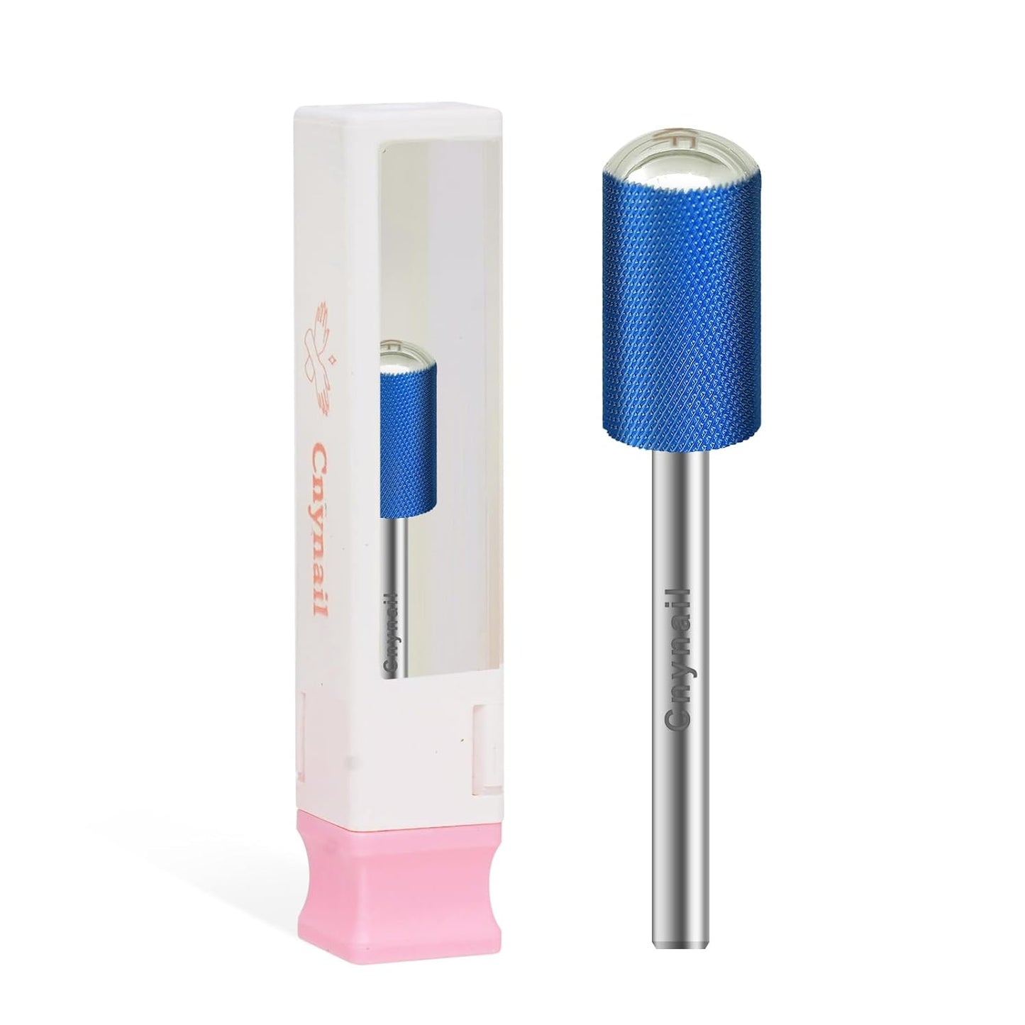 3/32" Large Barrel Smooth Round Top Tungsten Carbide Nail Drill Bit Safety Bit for Gel & Acrylic Removal, 2-Way Rotating Efile Tip, Salon Electric File Accessory (XF Grit, Blue)