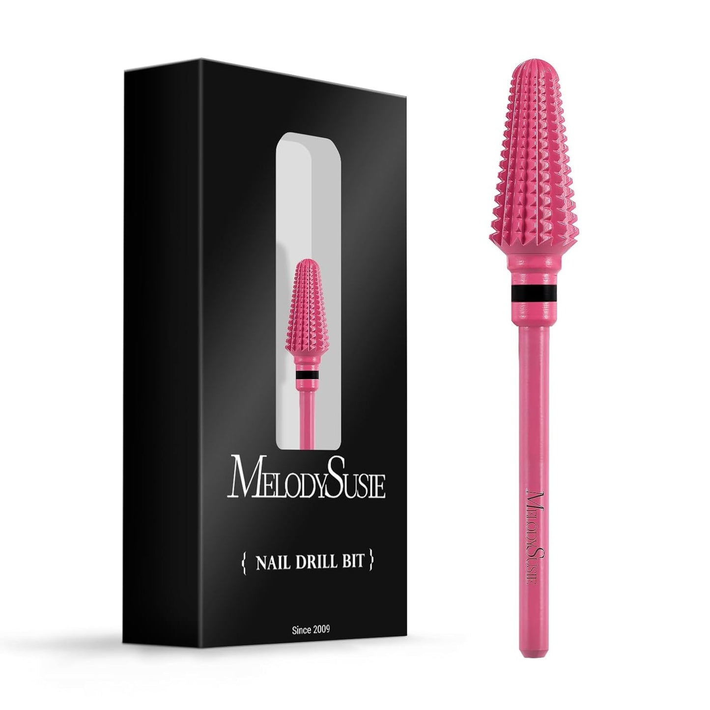 MelodySusie Professional Tornado Nail Drill Bits, 3/32'' Carbide Tungsten Multi-function Bits, Suitable for Manicure Pedicure Cuticle Gel Polishing, Salon Bits, Pink Blossom, Series Bit-X, XC