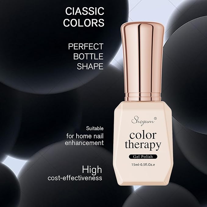 Black Gel Nail Polish 1Pcs 15ML Nail Polish Soak Off UV LED Nail Gel Polish Nail Art Starter Manicure Salon DIY at Home, 0.51 OZ