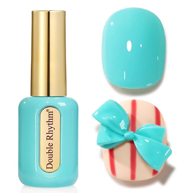 Double Rhythm 0.50 OZ Gel Polish Hema Free Same Color Same Bottle Golden Round Translucent Neutral Natural Milky 15 ML Jelly UV Polish Art DIY at Home (Pastel Blue-C1124)