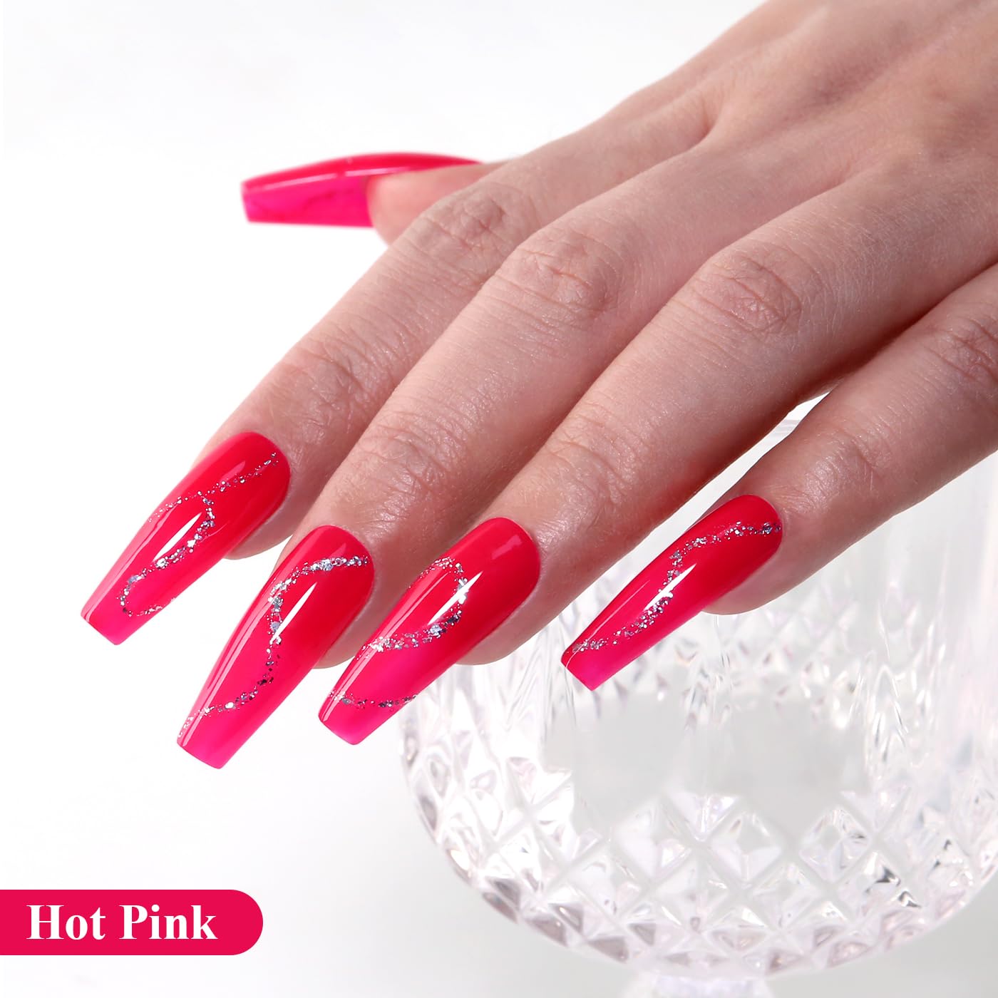 Imtiti Pink Gel Nail Polish, Hot Pink Gel Polish High Gloss Soak Off UV LED Spring Summer Art Manicure Salon DIY Design 10ML