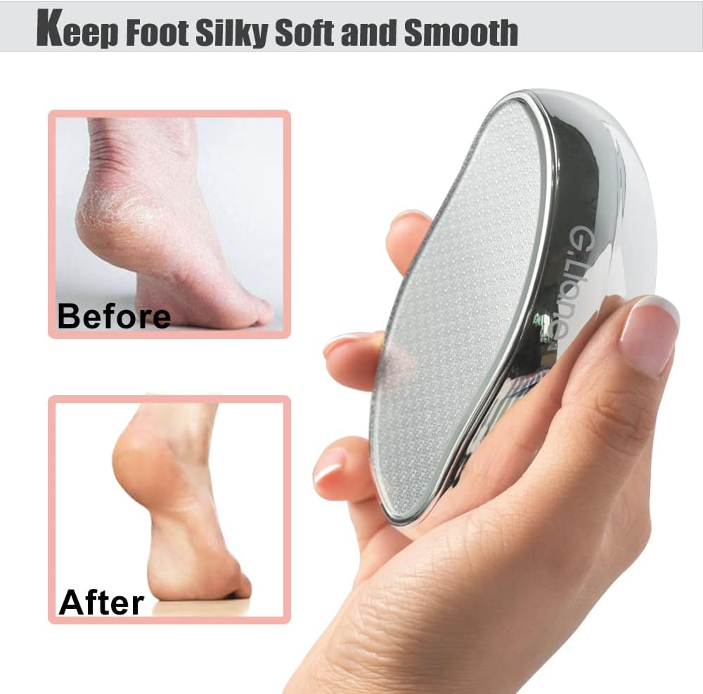 Nano Glass Foot File Callus Remover - Crystal Glass Pedicure Foot Care Foot Scrubber Painless Dry and Wet Use for Hard Skin Calluses Removal (Silver)