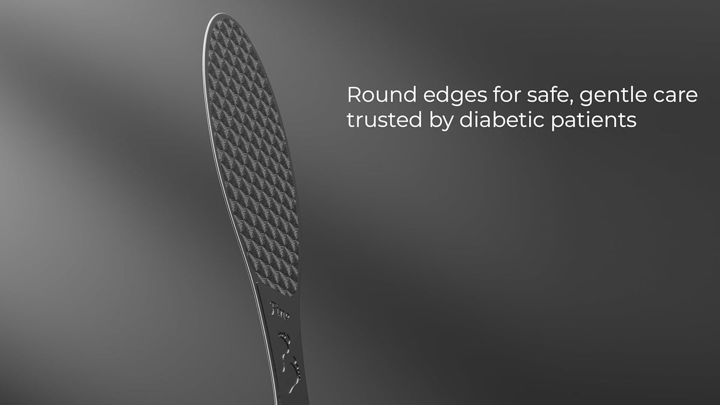 Stainless Steel Foot File with Silicone Grip – Professional Podology Pedicure Tool, ISO Certified, 3000+ Pedicures, Callus Remover, Safe for Diabetics, 2-Year Warranty (Jet Black)
