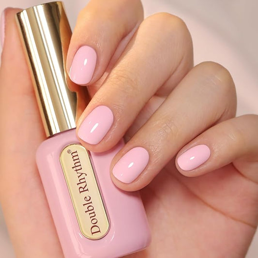 Double Rhythm 0.50 OZ Gel Polish Hema Free Same Color Same Bottle Golden Round Translucent Neutral Natural Milky 15 ML Jelly UV Polish Art DIY at Home (Light Pink-C1389)