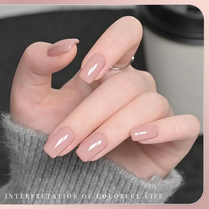 GAOY Nude Jelly Gel Nail Polish, 16ml Sheer Translucent Netural Soak Off Gel Polish, UV Light Cure for Nail Art DIY at Home, 2920 Nude Tulle